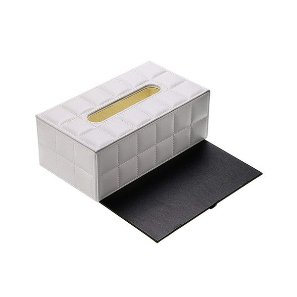 PU長方形白色面紙盒-2